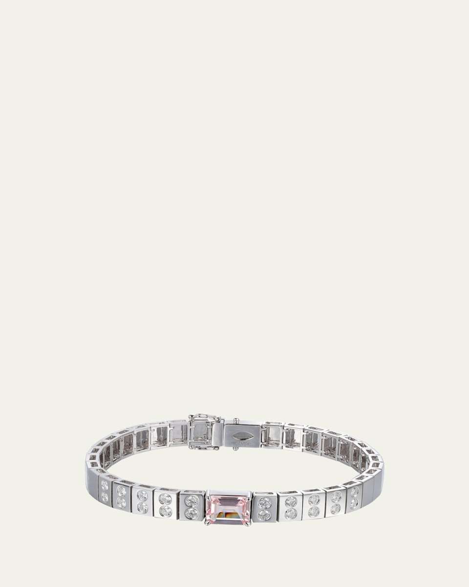 LEGGO ID 14K Gold Morganite and Diamond Tennis Bracelet